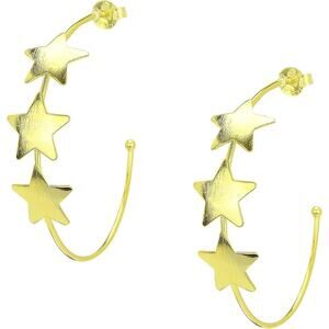 Sheila Fajl Silvina Star Statement Brushed Gold Plated Hoop Post Earrings NEW